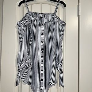 STRIPED BLOUSE WITH OPEN SHOULDERS